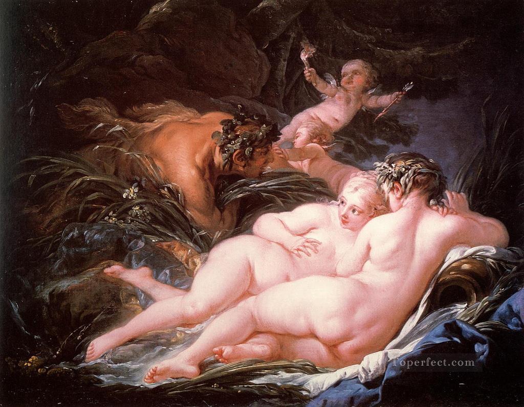 Pan and Syrinx pink Francois Boucher Classic nude Oil Paintings